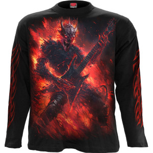Spiral Unisex Long Sleeve T-Shirt: Riff Burner (Black) (Back & Sleeve Print)
