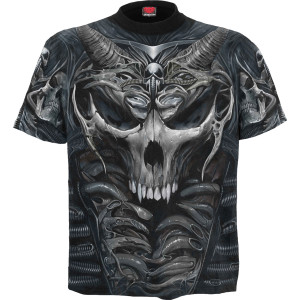 Spiral Unisex T-Shirt: Skull Armour (Black) (All Over Print)