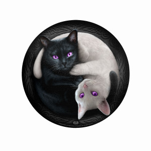 Spiral Glass Chopping Board: Yin Yang Cats (Clear) (Circular)