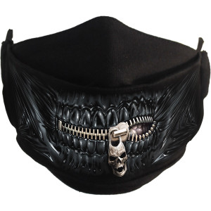 Spiral Unisex Fashion Mask: Zipped Mouth (Black)