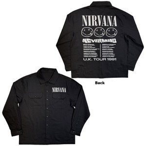 Nirvana Unisex Casual Shirt: Nevermind UK Tour '91 (Black) (Back Print)