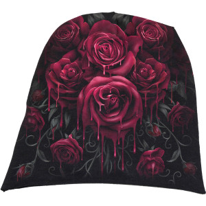 Spiral Unisex Beanie Hat: Blood Rose (Black)