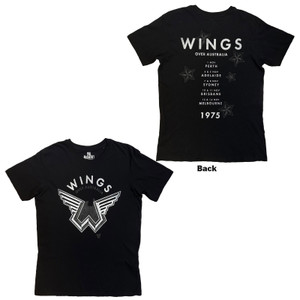 Paul McCartney Unisex T-Shirt : Wings Over Australia (Black) (Back Print)