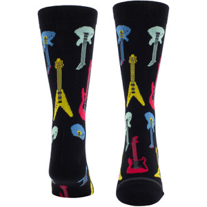 Perri's Unisex Crew Socks: Electric Guitars (Black) (UK Size 6.5 - 11)