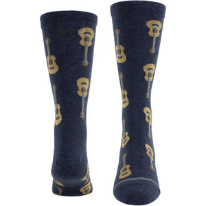 Perri's Unisex Crew Socks: Acoustic Guitars (Blue) (UK Size 6.5 - 11)