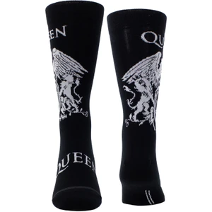 Queen Unisex Crew Socks: White Crest (Black) (UK Size 6.5 - 11)