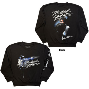Michael Jackson Unisex Sweatshirt-Shirt: Thriller / Hat Poses (Black) (Back Print)