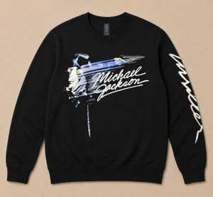 Michael Jackson Unisex Sweatshirt-Shirt: Thriller / Hat Poses (Black) (Back Print)