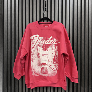 Fender Ladies Unplugged Sweatshirt: Distressed Guitar (Pink)