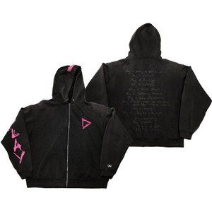 Ed Sheeran Unisex Zipped Hoodie: Play (Black) (Back & Sleeve Print)