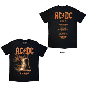 AC/DC Unisex T-Shirt: Bell Lightning EU Tour '25 (Black) (Back Print)