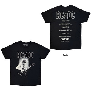 AC/DC Unisex T-Shirt: Angus Putland EU Tour '25 (Black) (Back Print)