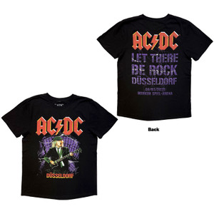 AC/DC Unisex T-Shirt: Let There Be Rock Dusseldorf EU Tour '25 (Black) (Back Print)