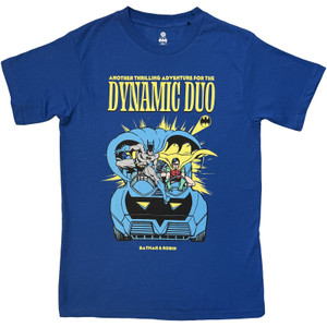 DC Comics Unisex T-Shirt: Batman Batman Batman & Robin Dynamic Duo (Blue)