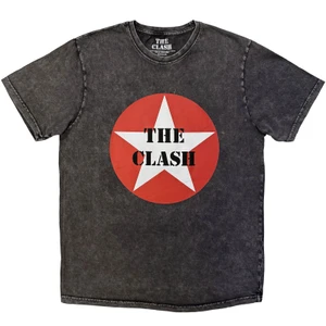 The Clash Unisex Stone Wash T-Shirt: Star Badge (Charcoal Grey)