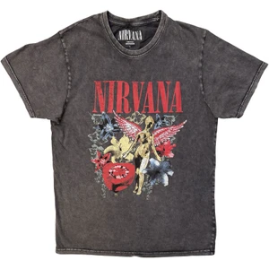 Nirvana Unisex Stone Wash T-Shirt: In Utero Vintage Collage (Charcoal Grey)
