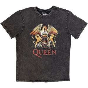 Queen Unisex Stone Wash T-Shirt: Classic Crest (Charcoal Grey)