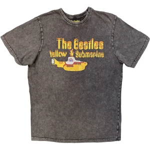 The Beatles Unisex Stone Wash T-Shirt: Logo & Sub (Charcoal Grey)