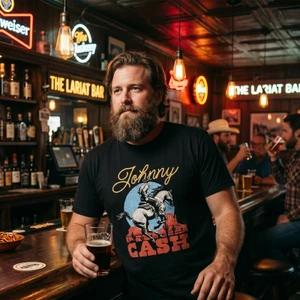 Johnny Cash Unisex Carbon T-Shirt: Cowboy (Black)