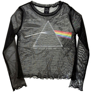 Pink Floyd Ladies Long Sleeve Mesh Crop Top: DSOTM Courier (Black)