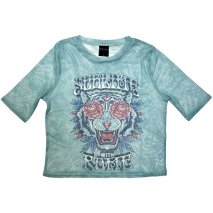 Sublime Ladies Mesh Crop Top: With Rome (Light Blue)