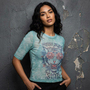 Sublime Ladies Mesh Crop Top: With Rome (Light Blue)