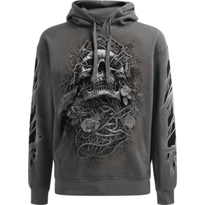 Spiral Unisex Pullover Hoodie: Acid Reaper (Charcoal Grey) (Back & Sleeve Print)