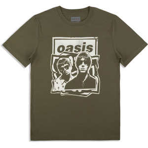 Oasis Unisex T-Shirt: Paper Cut Out Photo (Khaki Green) (Ex-Tour)