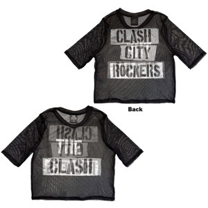 The Clash Ladies Mesh Crop Top: City Rockers (Black) (Back Print)