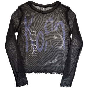 Korn Ladies Long Sleeve Mesh Crop Top: Issues A Box (Black)