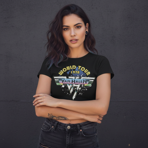Van Halen Ladies Crop Top: World Tour '78 (Black)