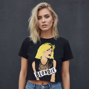 Blondie Ladies Crop Top: Side Glance (Black)