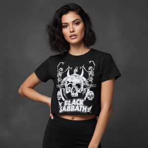 Black Sabbath Ladies Crop Top: Dancing (Black)