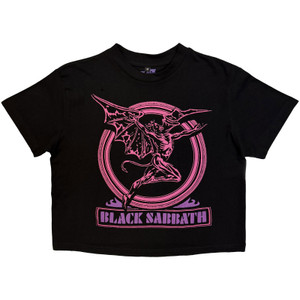 Black Sabbath Ladies Crop Top: Neon Pink Henry (Black)