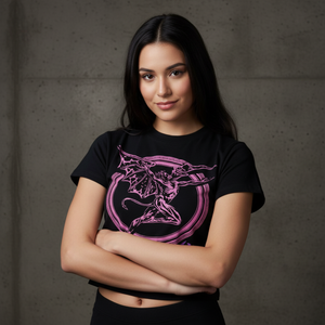 Black Sabbath Ladies Crop Top: Neon Pink Henry (Black)