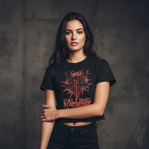 Falling In Reverse Ladies Crop Top: Thorns (Black)