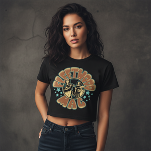 Fleetwood Mac Ladies Crop Top: Stars & Penguins (Black)