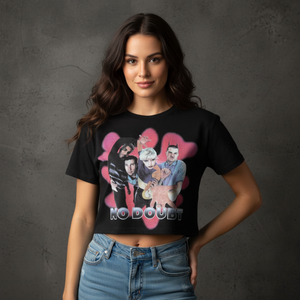No Doubt Ladies Crop Top: Horns (Black)