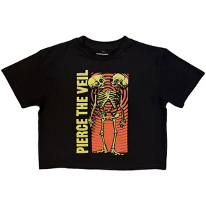 Pierce The Veil Ladies Crop Top: Wavy Skeleton (Black)