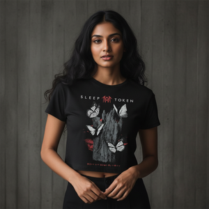 Sleep Token Ladies Crop Top: Butterflies (Black)