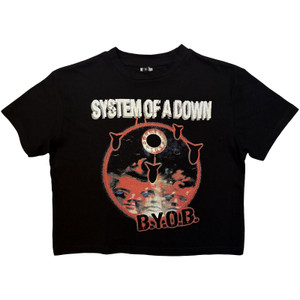 System of a Down Ladies Crop Top: BYOB Classic (Black)