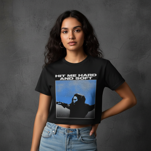 Billie Eilish Ladies Crop Top: Hit Me Hard and Soft Tracklist (Black)