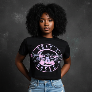 Guns N' Roses Ladies Crop Top: Pink Bullet (Black)