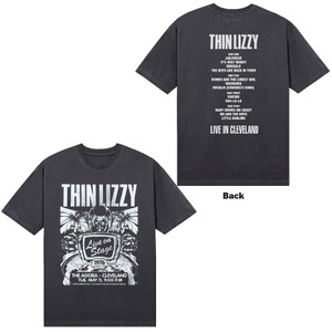 Thin Lizzy Unisex T-Shirt: Cleveland '76 Ticket (Black) (Back Print)