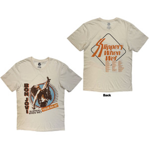 Bon Jovi Unisex T-Shirt: Slippery When Wet Tour '86-'87 (Sand)