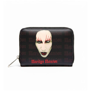 Marilyn Manson Zip Top Purse: Logo / Red Lips (Black)