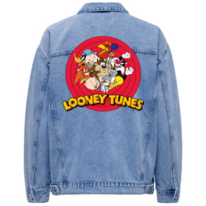 Looney Tunes Unisex Denim Jacket: Group Bullseye Washed (Denim Blue) (Back Print)