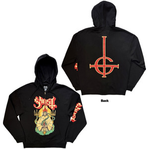 Ghost Unisex Zipped Hoodie: Serpent Split (Black) (Back Print)