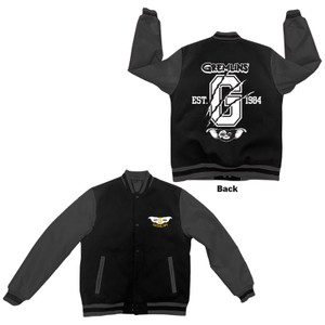 Gremlins Unisex Varsity Jacket: Est. 1984 (Black & Charcoal) (Back Print)