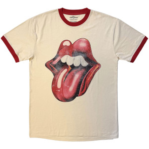The Rolling Stones Unisex Ringer T-Shirt: Foreign Tongues Logo (Natural)